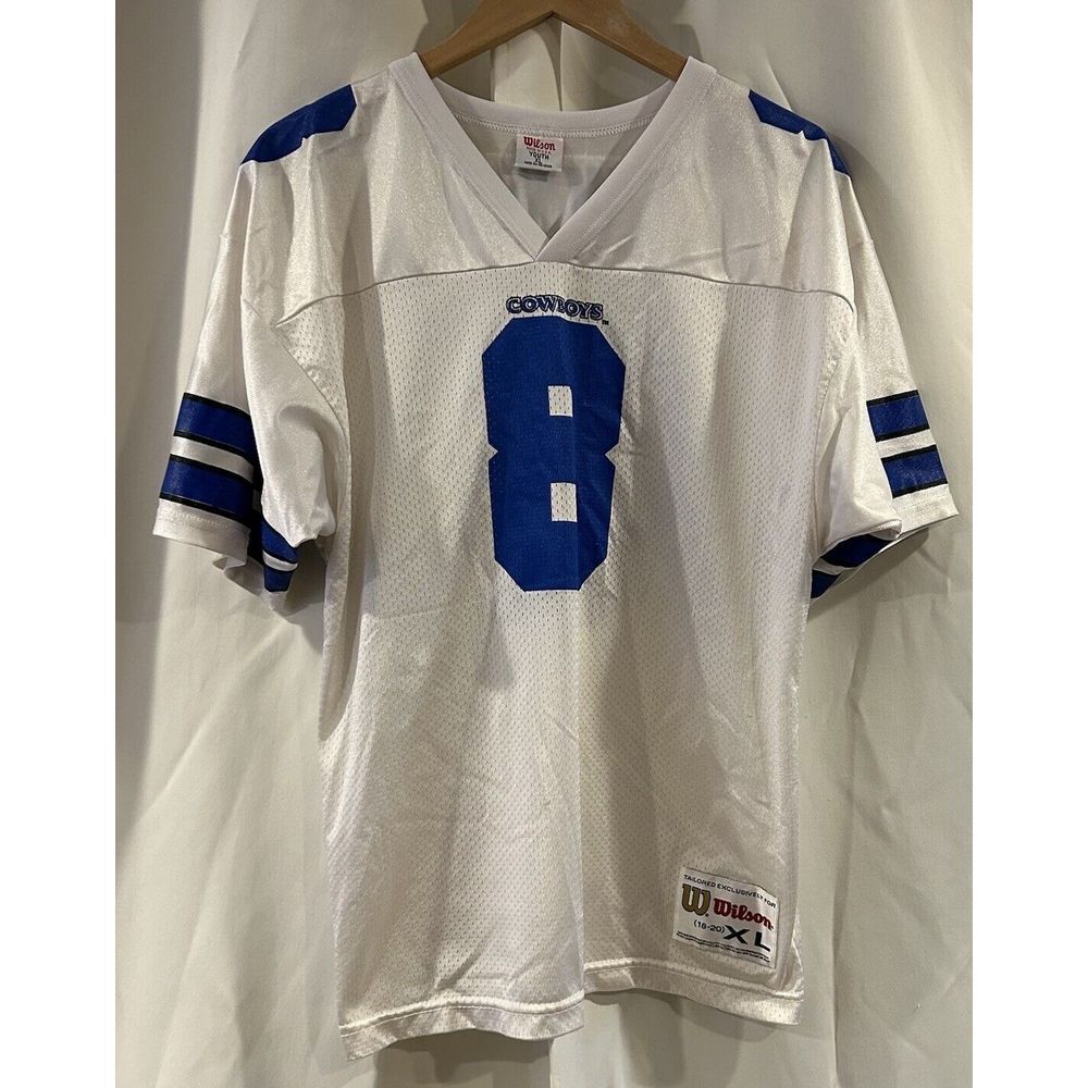 Vintage‎ Dallas Cowboys Troy Aikman #8 Wilson Youth Sz XL Jersey  Made In USA
